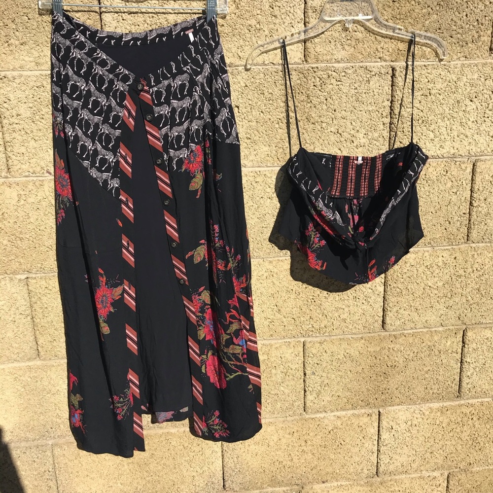 FREE PEOPLE 2 piece set skirt and top